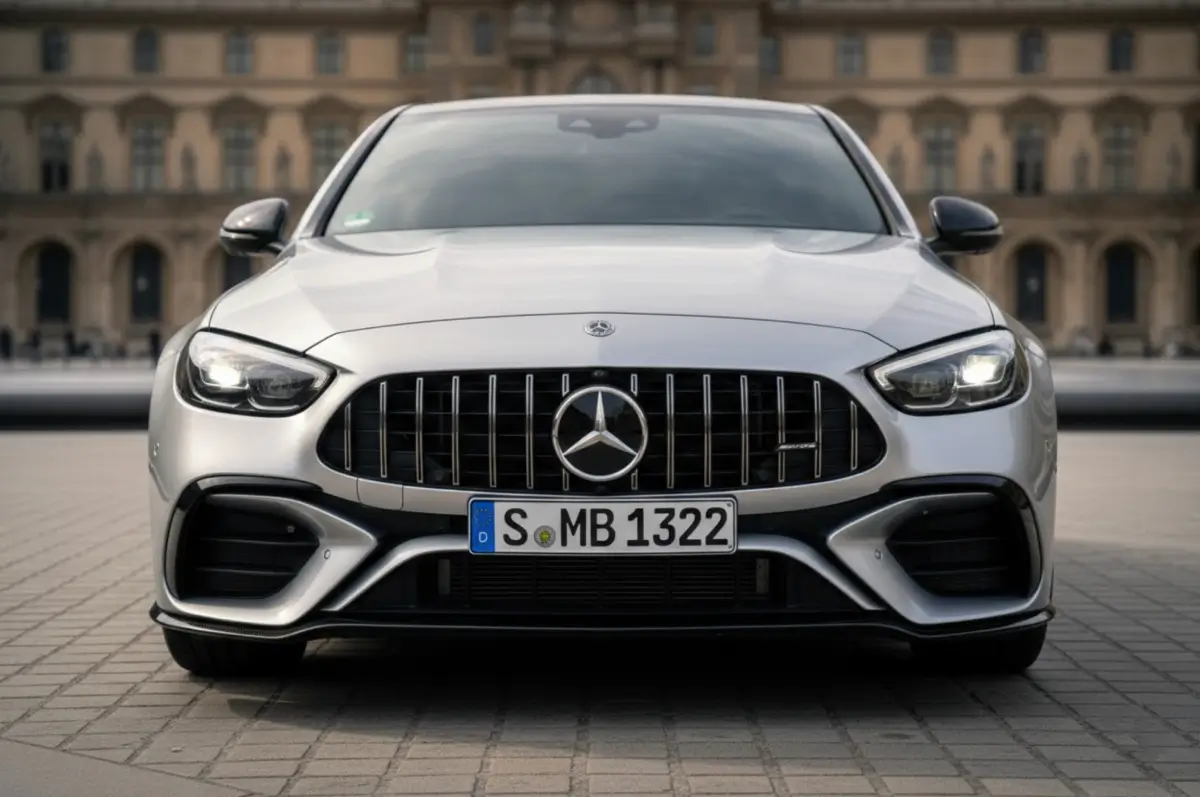 Face avant agressive de la future Mercedes-AMG, calandre Panamericana et phares LED