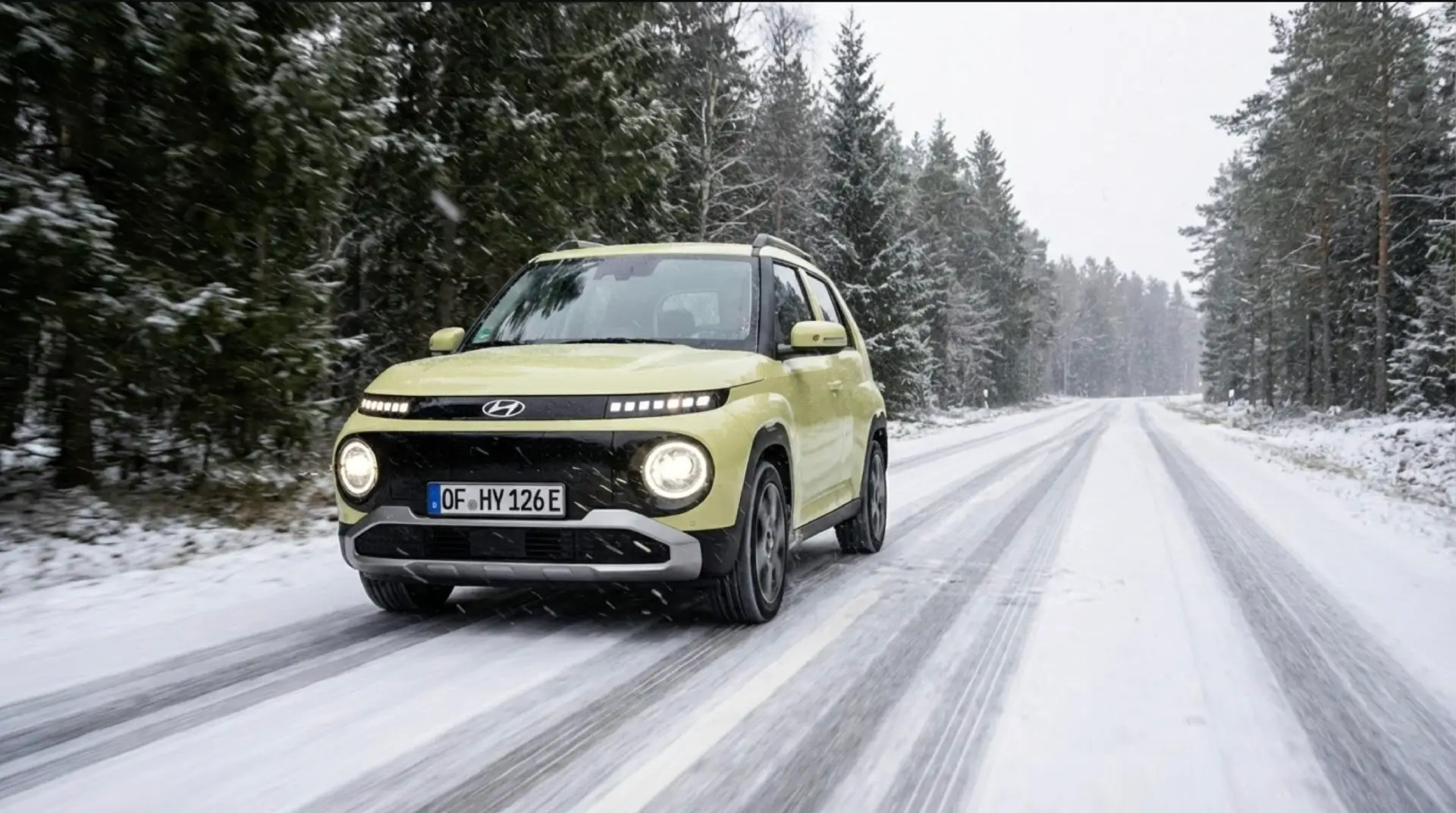 Hyundai Inster 2025 test hivernal Norvège neige